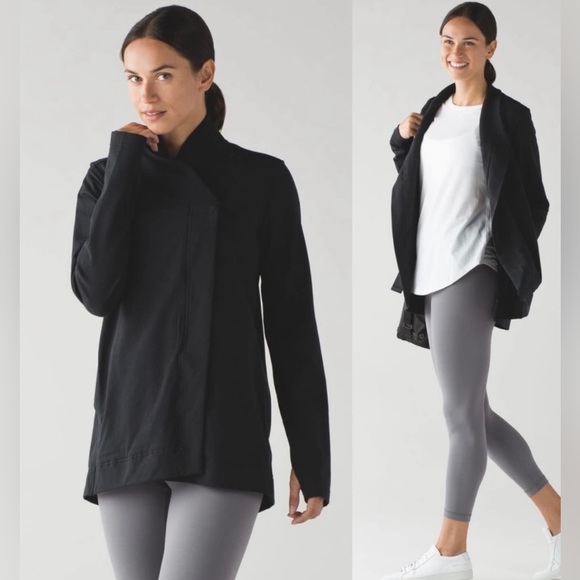 lululemon athletica Tops - Lululemon Belle Wrap Cardigan Black Pockets Size 6